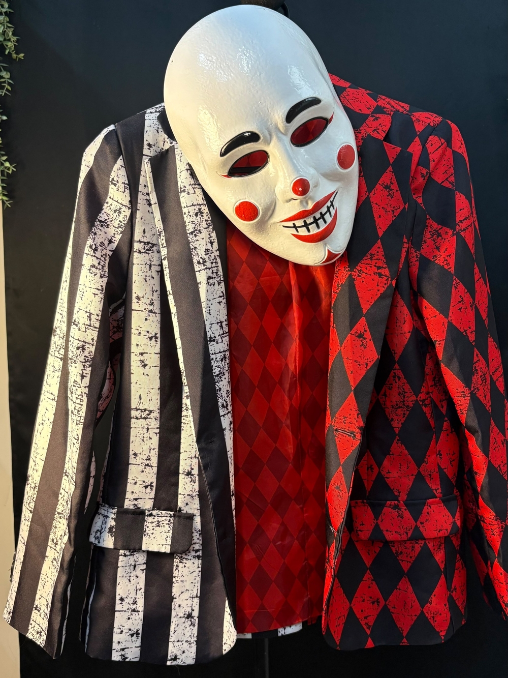 Clown Red and Black Jacket And Pants Costume With Mask